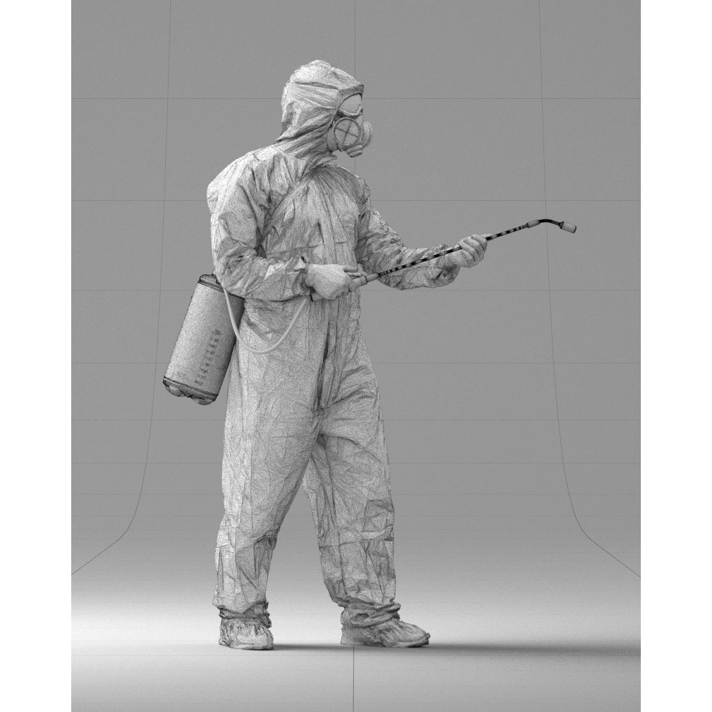 Disinfector 3D Model – Realistic Character in Protective Suit, FBX - View 14
