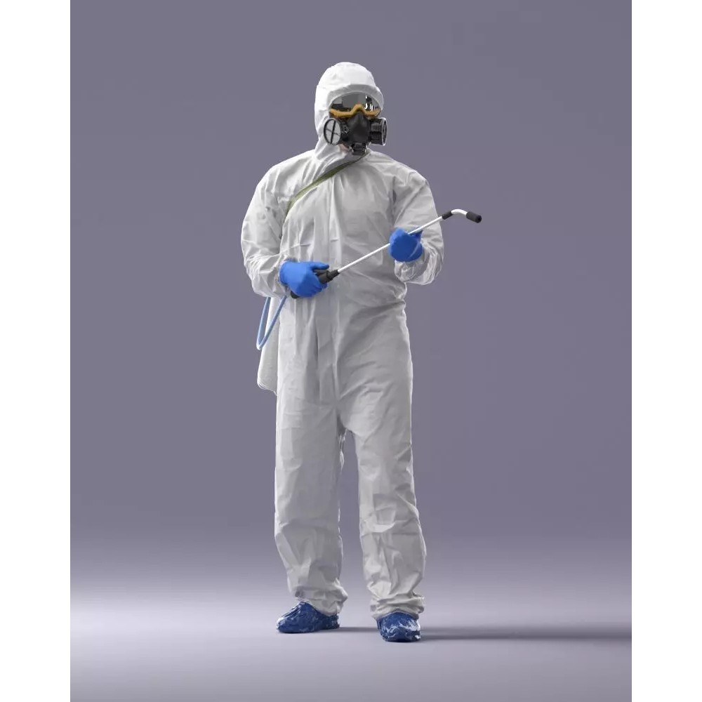 Disinfector 3D Model – Realistic Character in Protective Suit, FBX - View 2