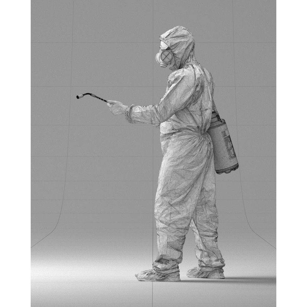 Disinfector 3D Model – Realistic Character in Protective Suit, FBX - View 29