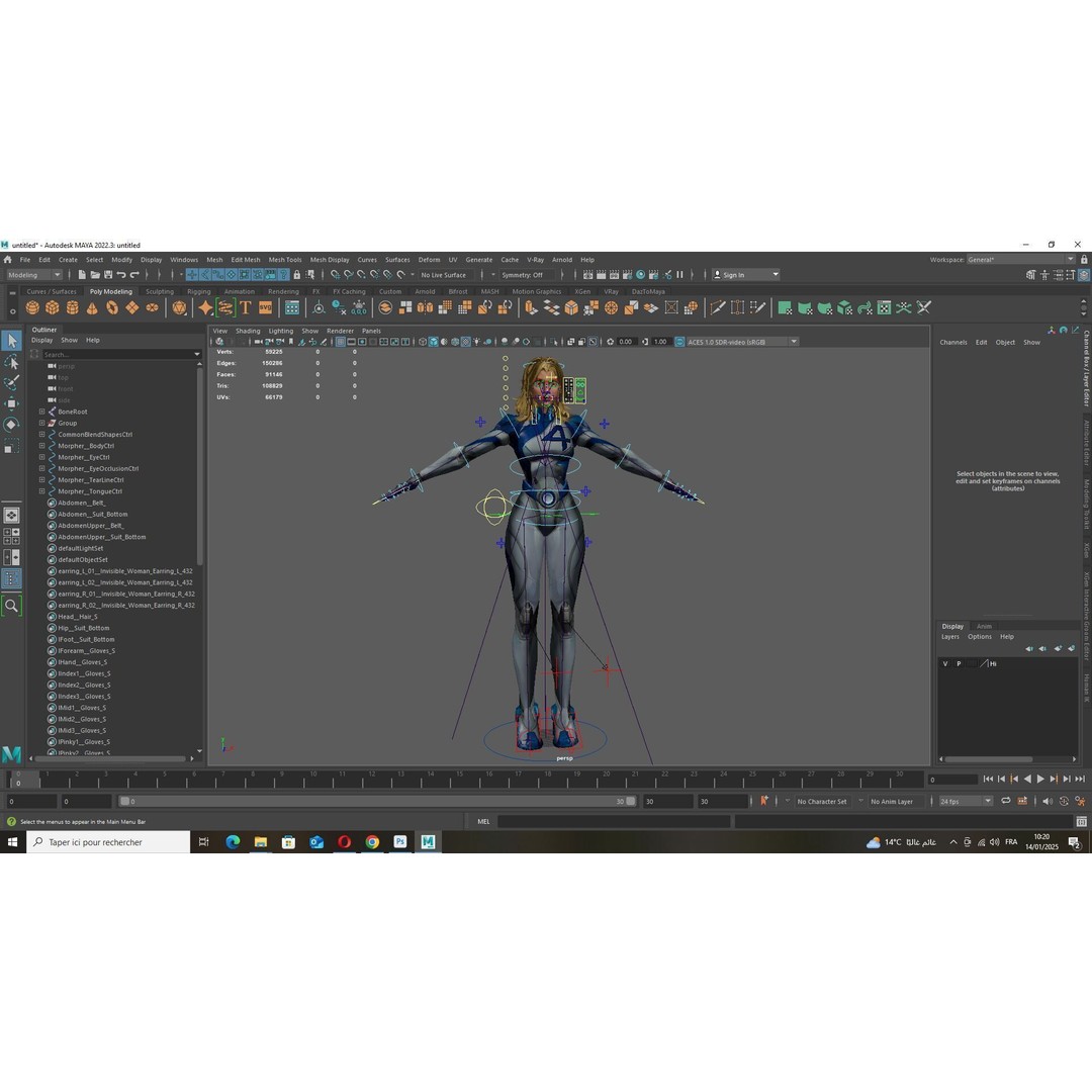Invisible Woman 3D Model – Low Poly Rigged Character for Animation - View 11