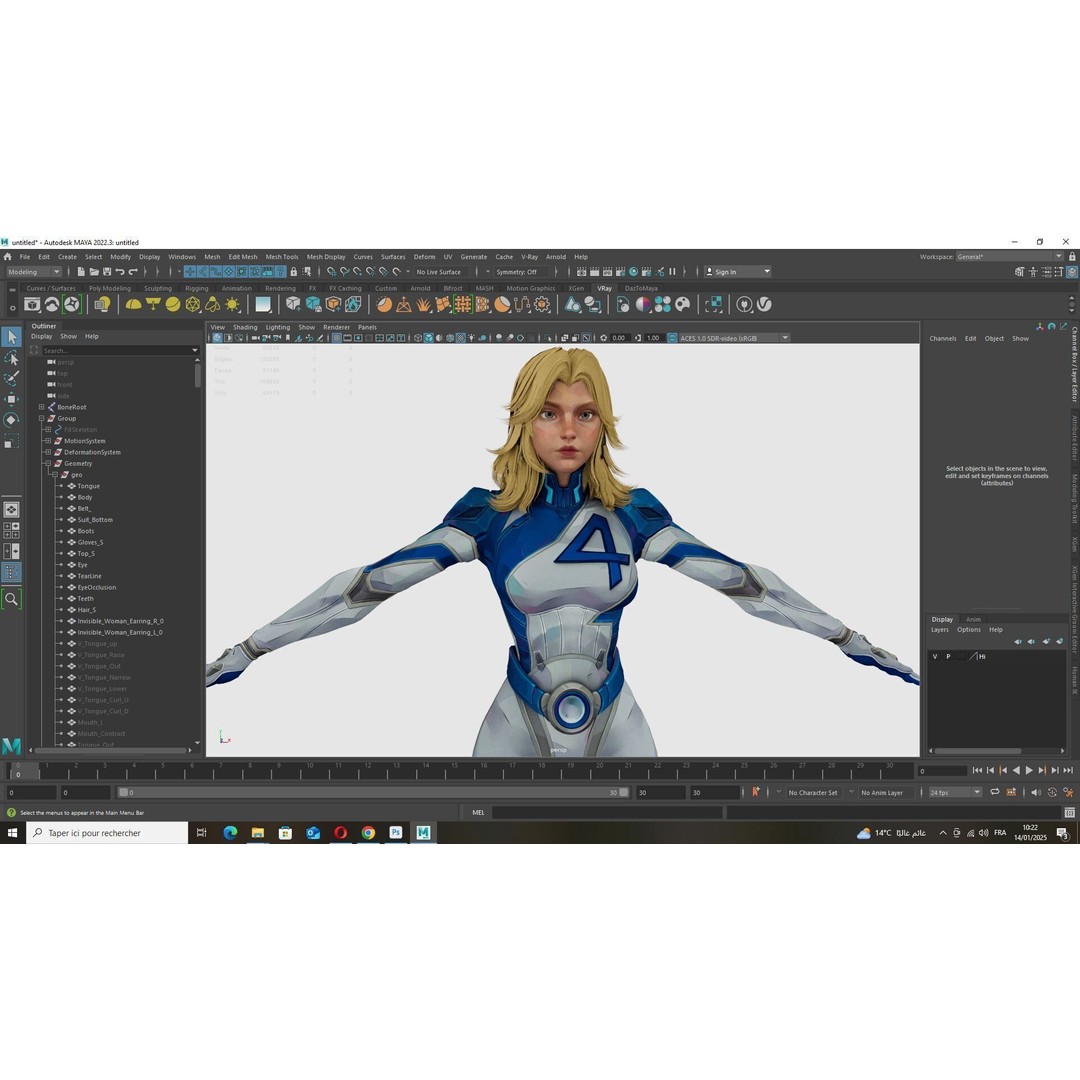 Invisible Woman 3D Model – Low Poly Rigged Character for Animation - View 12