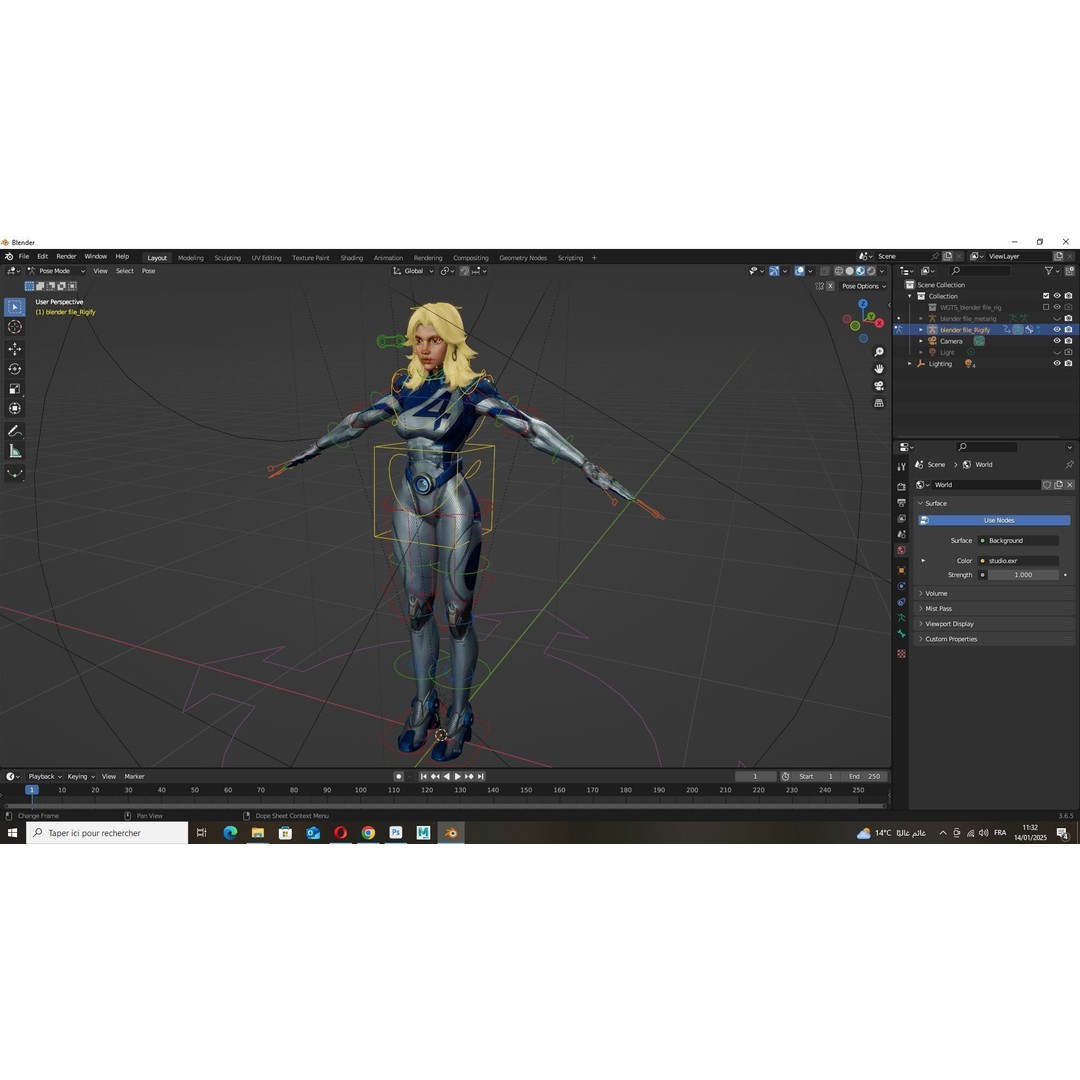 Invisible Woman 3D Model – Low Poly Rigged Character for Animation - View 13