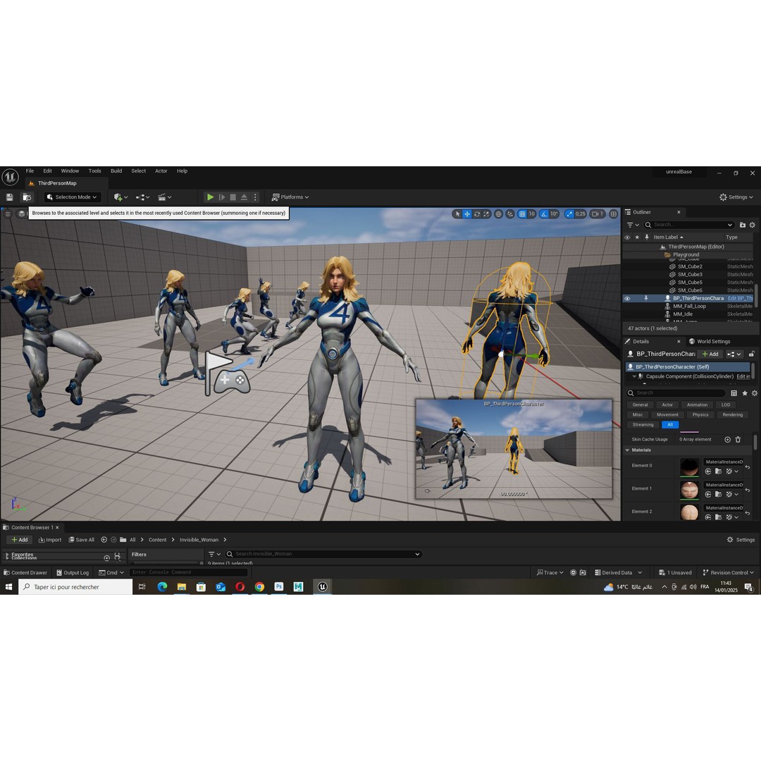 Invisible Woman 3D Model – Low Poly Rigged Character for Animation - View 16