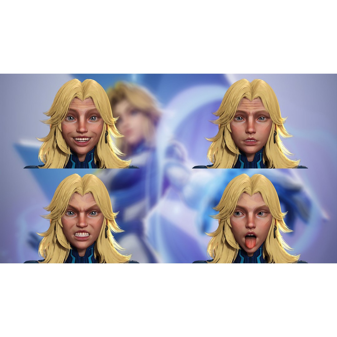 Invisible Woman 3D Model – Low Poly Rigged Character for Animation - View 8