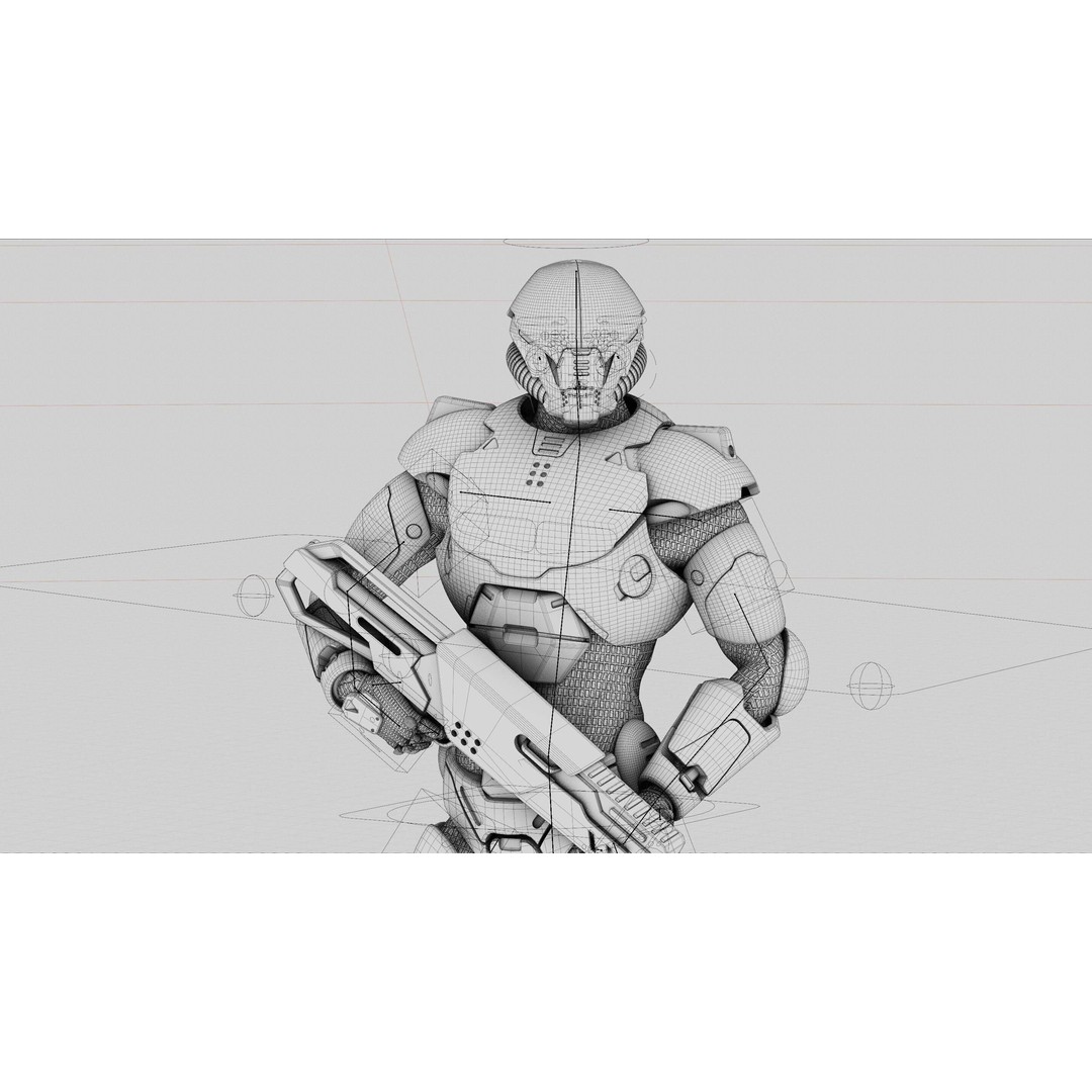 CYBORG SOL-90 3D Model – Rigged Sci-Fi Character for Unity & Unreal