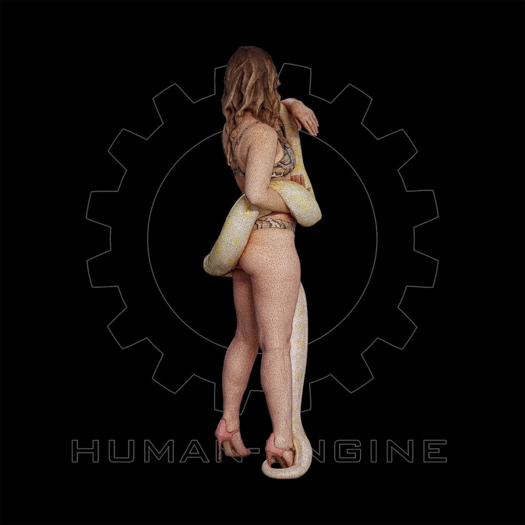Female Character 3D Model – High Poly Woman Holding Snake, PBR, FBX - View 10