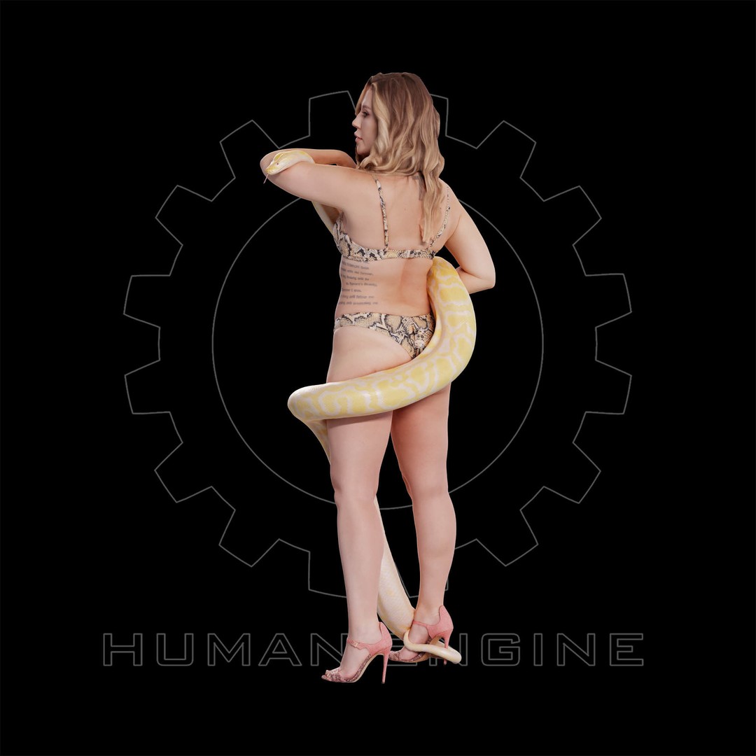 Female Character 3D Model – High Poly Woman Holding Snake, PBR, FBX - View 13