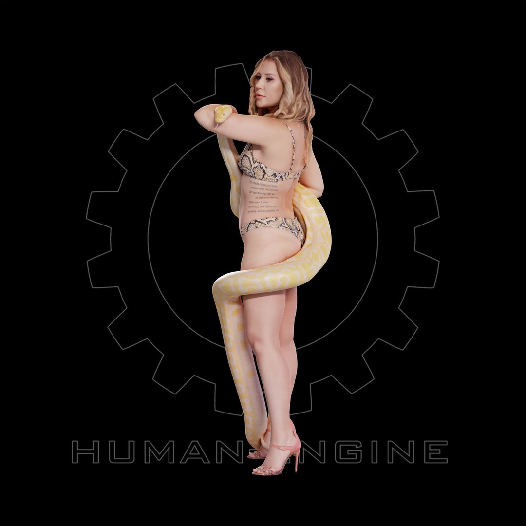 Female Character 3D Model – High Poly Woman Holding Snake, PBR, FBX - View 15