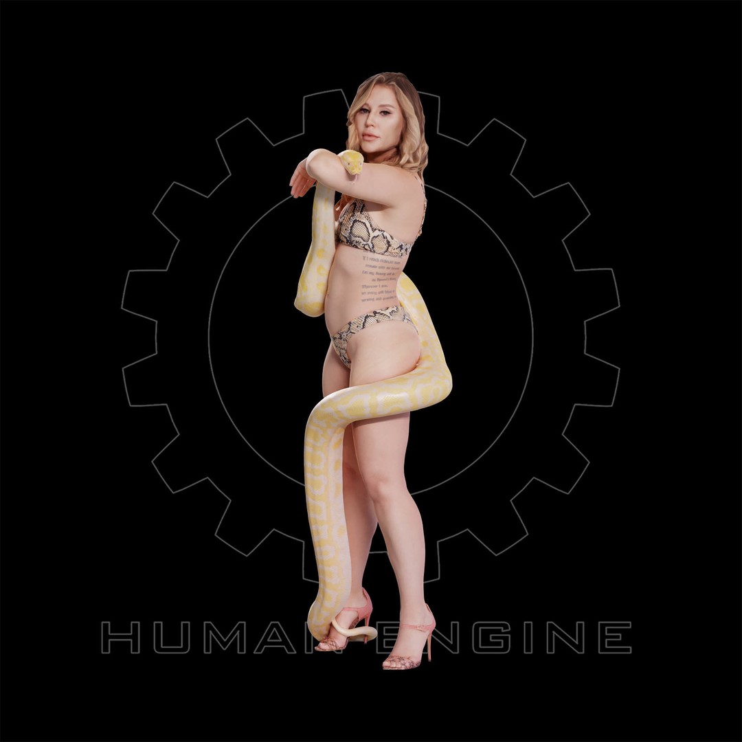 Female Character 3D Model – High Poly Woman Holding Snake, PBR, FBX - View 17
