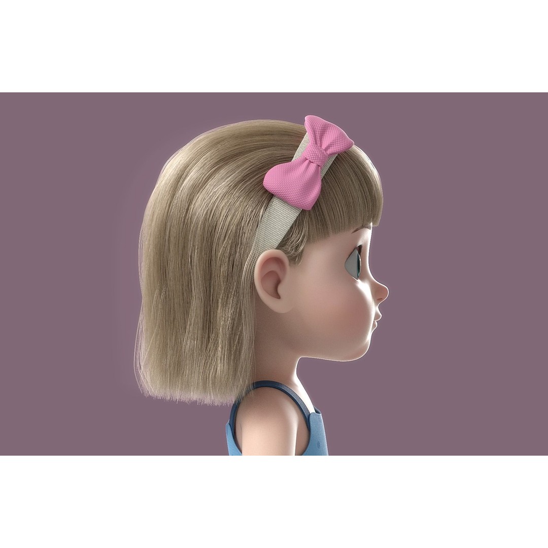 Cartoon Girl 3D Model – High Poly Character, FBX, Ready to Rig - View 13