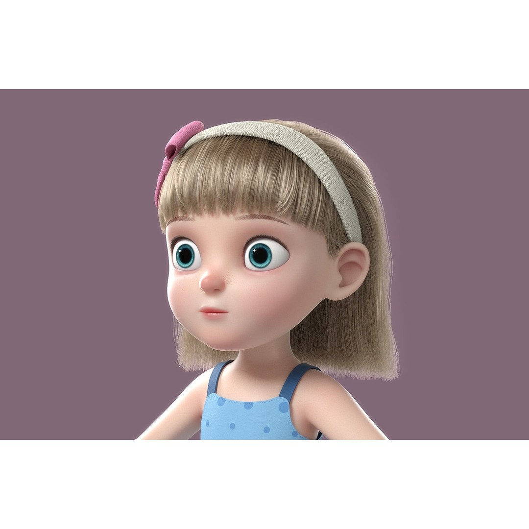 Cartoon Girl 3D Model – High Poly Character, FBX, Ready to Rig - View 15