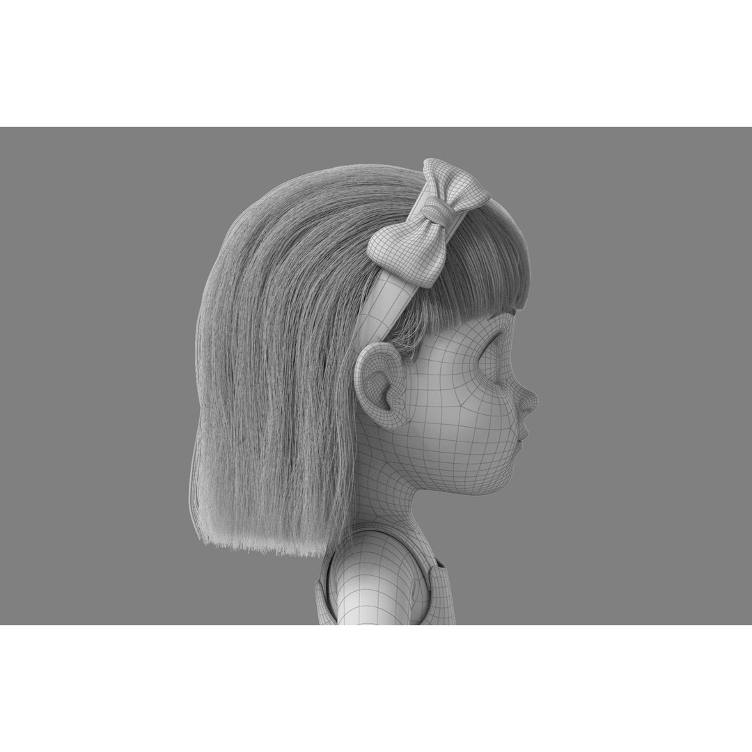 Cartoon Girl 3D Model – High Poly Character, FBX, Ready to Rig - View 25