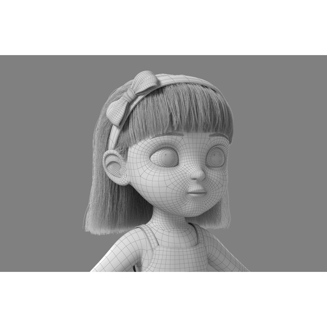 Cartoon Girl 3D Model – High Poly Character, FBX, Ready to Rig - View 26