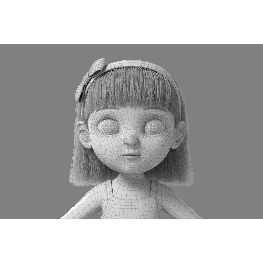 Cartoon Girl 3D Model – High Poly Character, FBX, Ready to Rig - View 29
