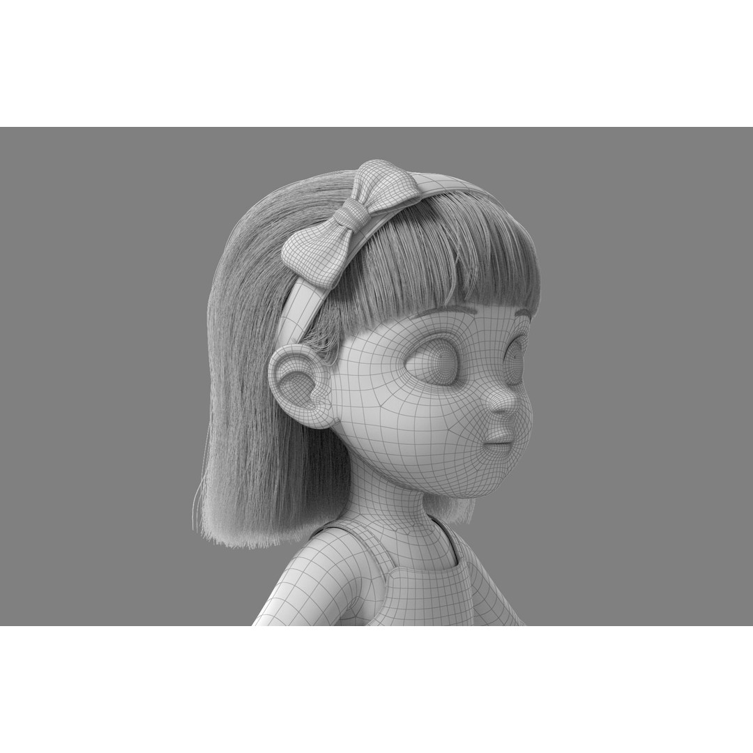 Cartoon Girl 3D Model – High Poly Character, FBX, Ready to Rig - View 31