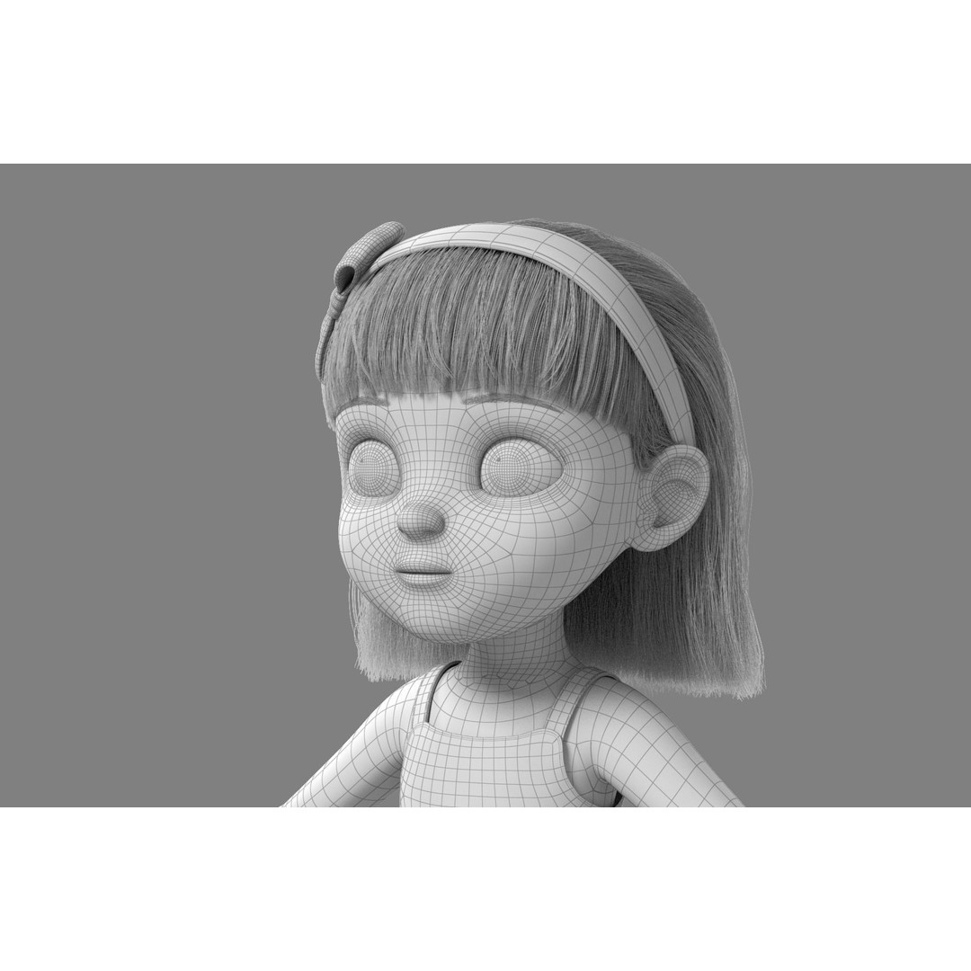 Cartoon Girl 3D Model – High Poly Character, FBX, Ready to Rig - View 32