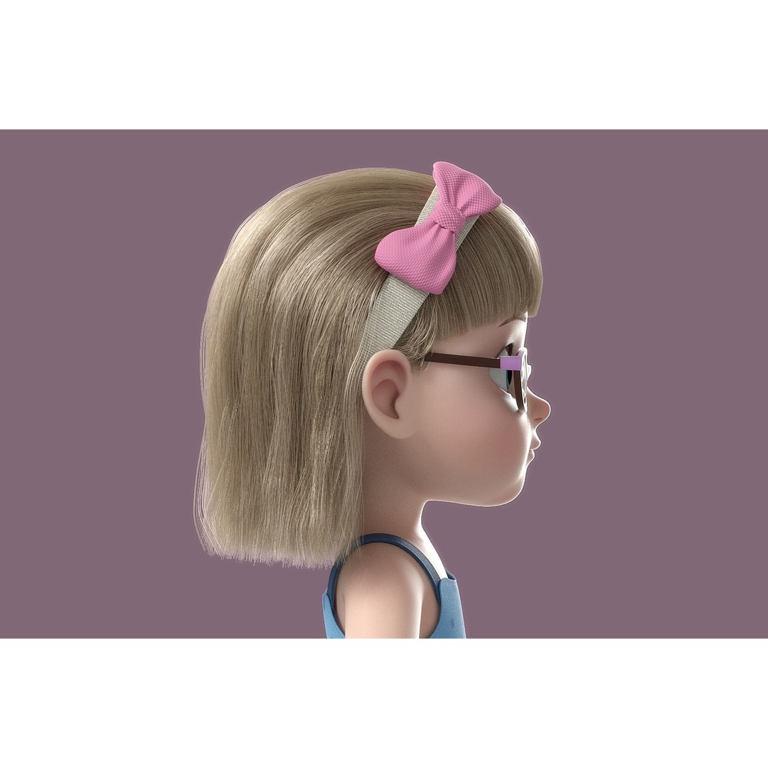 Cartoon Girl 3D Model – High Poly Character, FBX, Ready to Rig - View 6