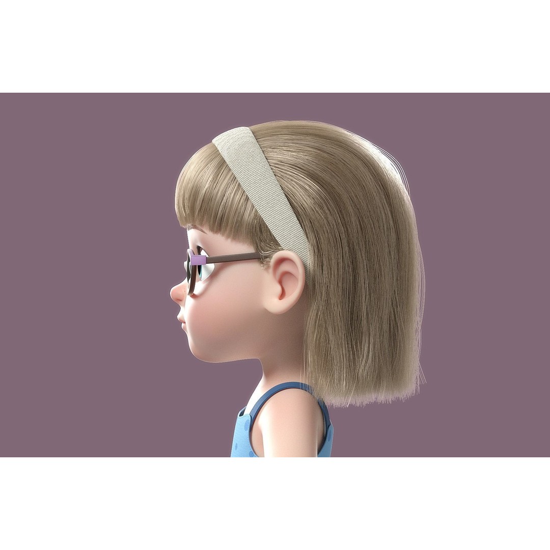 Cartoon Girl 3D Model – High Poly Character, FBX, Ready to Rig - View 7