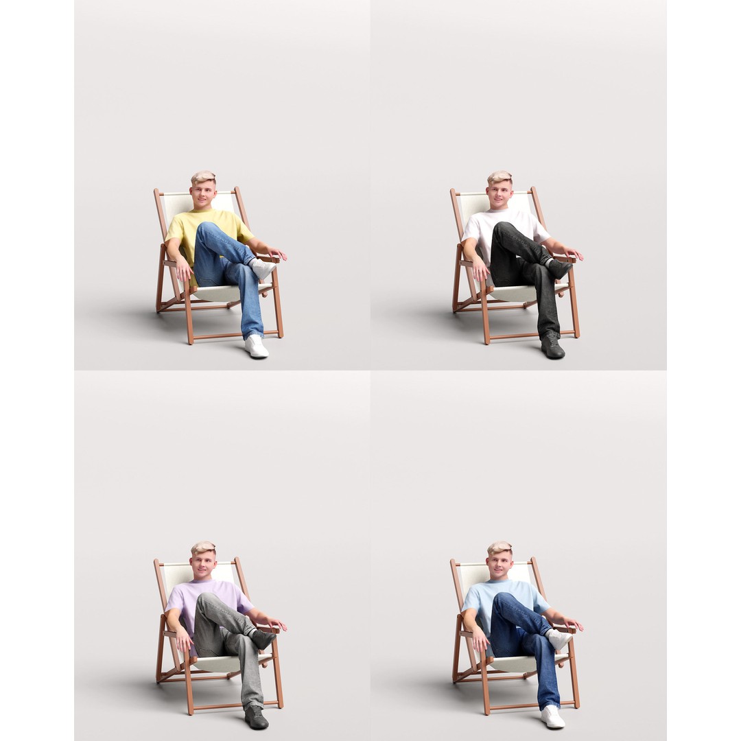 Garden Leisure 3D Model – Realistic Posed Character Collection, FBX/OBJ - View 15