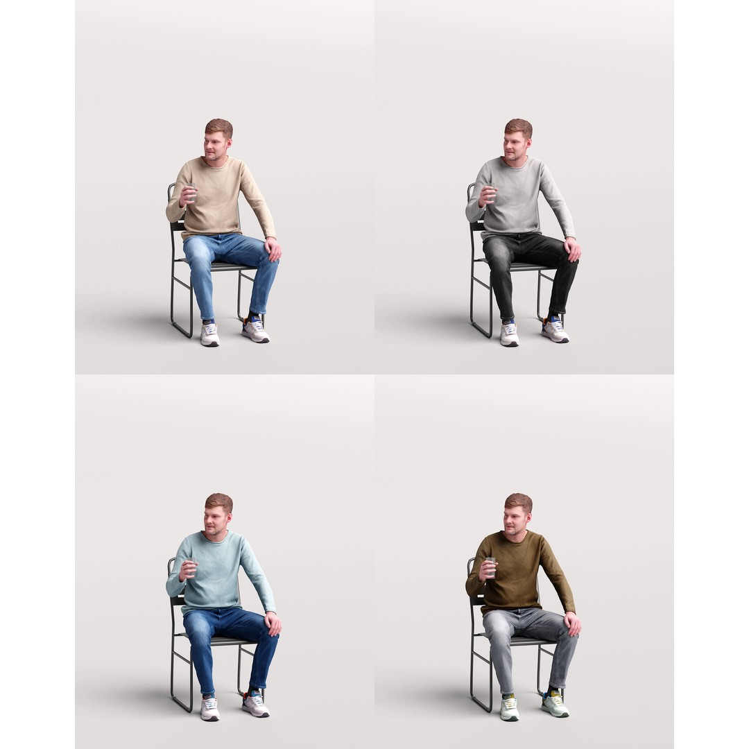 Garden Leisure 3D Model – Realistic Posed Character Collection, FBX/OBJ - View 24
