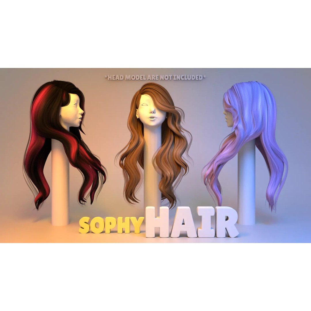 Sophy Hair 3D Model – High Poly Hairstyle with PBR Textures, Blender - View 2