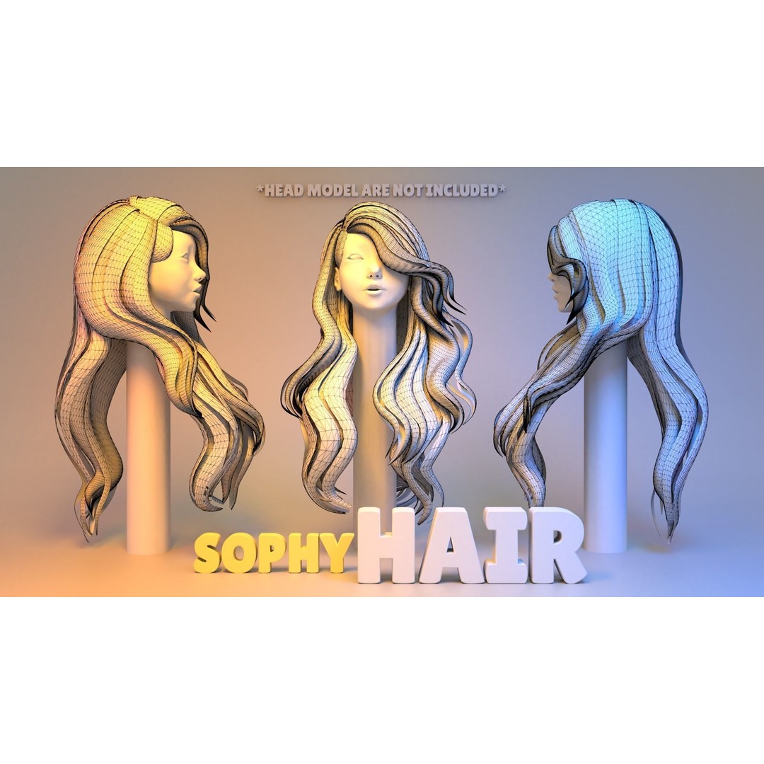 Sophy Hair 3D Model – High Poly Hairstyle with PBR Textures, Blender - View 3
