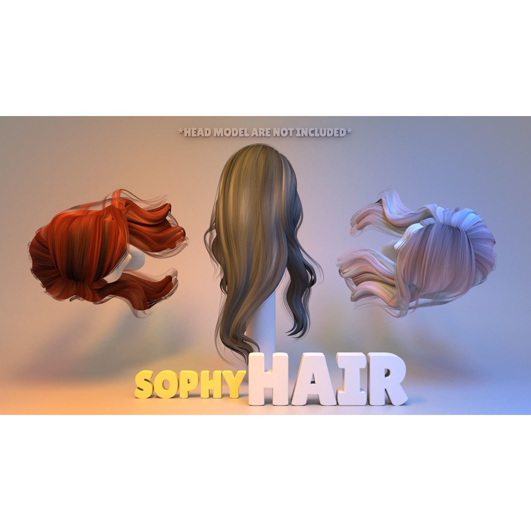 Sophy Hair 3D Model – High Poly Hairstyle with PBR Textures, Blender - View 4