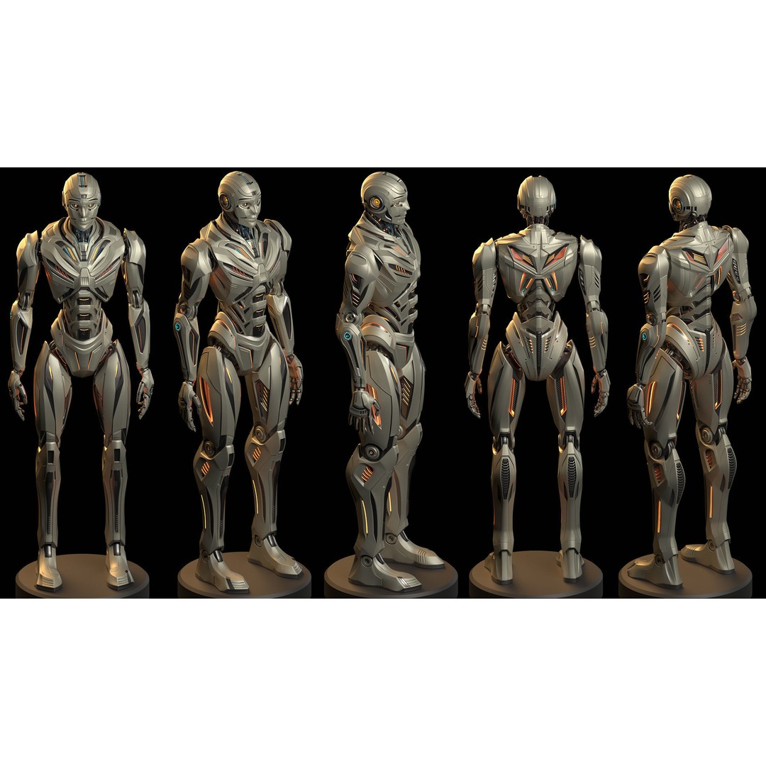 Futuristic Robot Man 3D Model – Rigged Sci-Fi Character, FBX - View 4