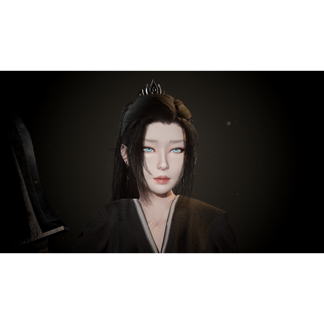 Chinese Hanfu Dress Warrior 3D Model – Low Poly Rigged Character, FBX
