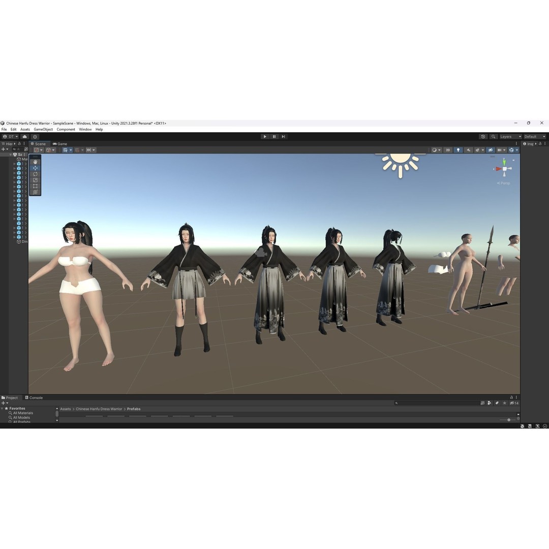 Chinese Hanfu Dress Warrior 3D Model – Low Poly Rigged Character, FBX - View 10
