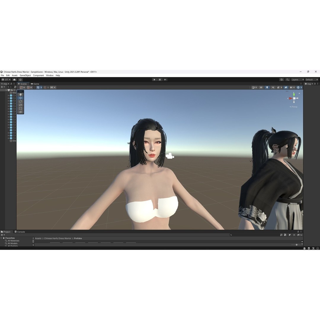 Chinese Hanfu Dress Warrior 3D Model – Low Poly Rigged Character, FBX - View 12