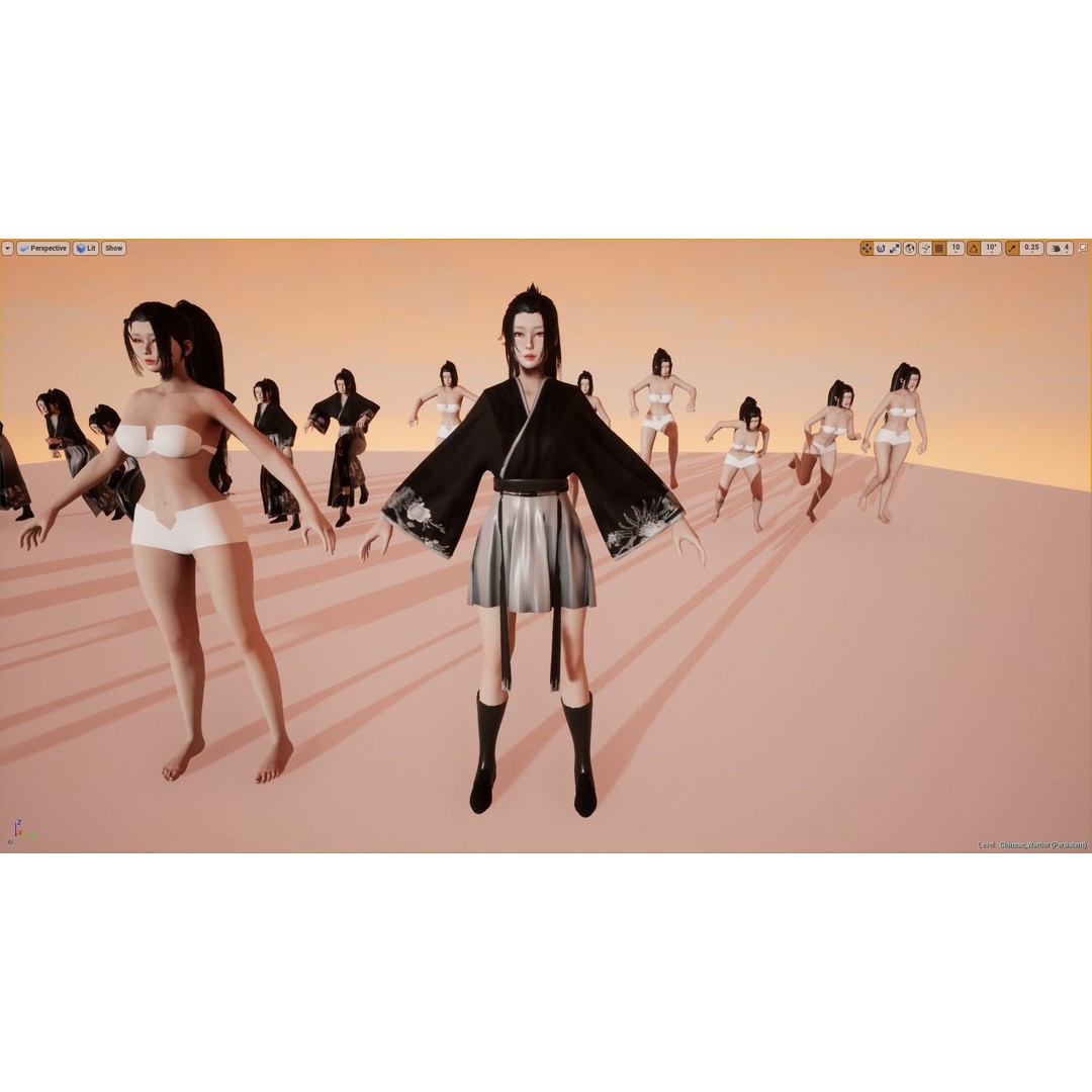 Chinese Hanfu Dress Warrior 3D Model – Low Poly Rigged Character, FBX - View 16