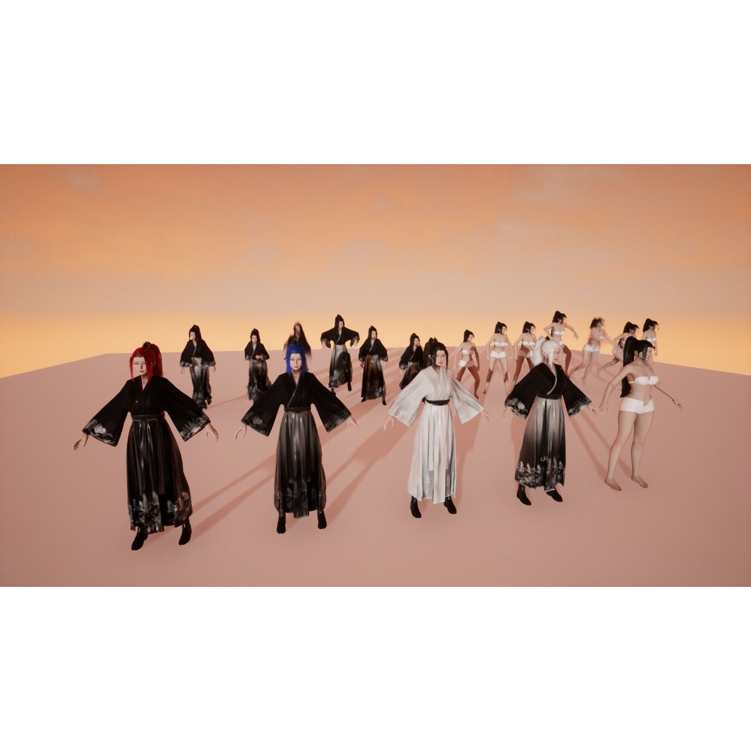 Chinese Hanfu Dress Warrior 3D Model – Low Poly Rigged Character, FBX - View 18