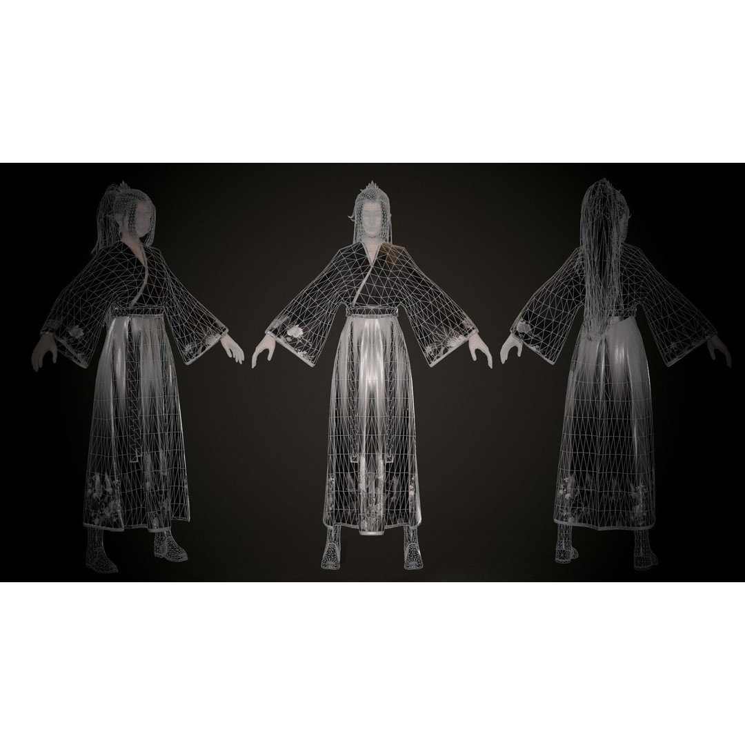Chinese Hanfu Dress Warrior 3D Model – Low Poly Rigged Character, FBX - View 5
