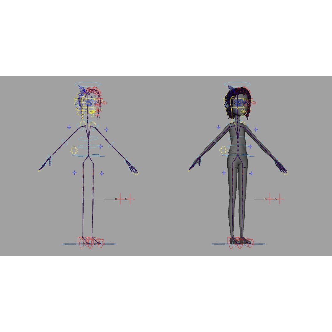 Cartoon Skate Girl 3D Model – Rigged Character for Animation, FBX