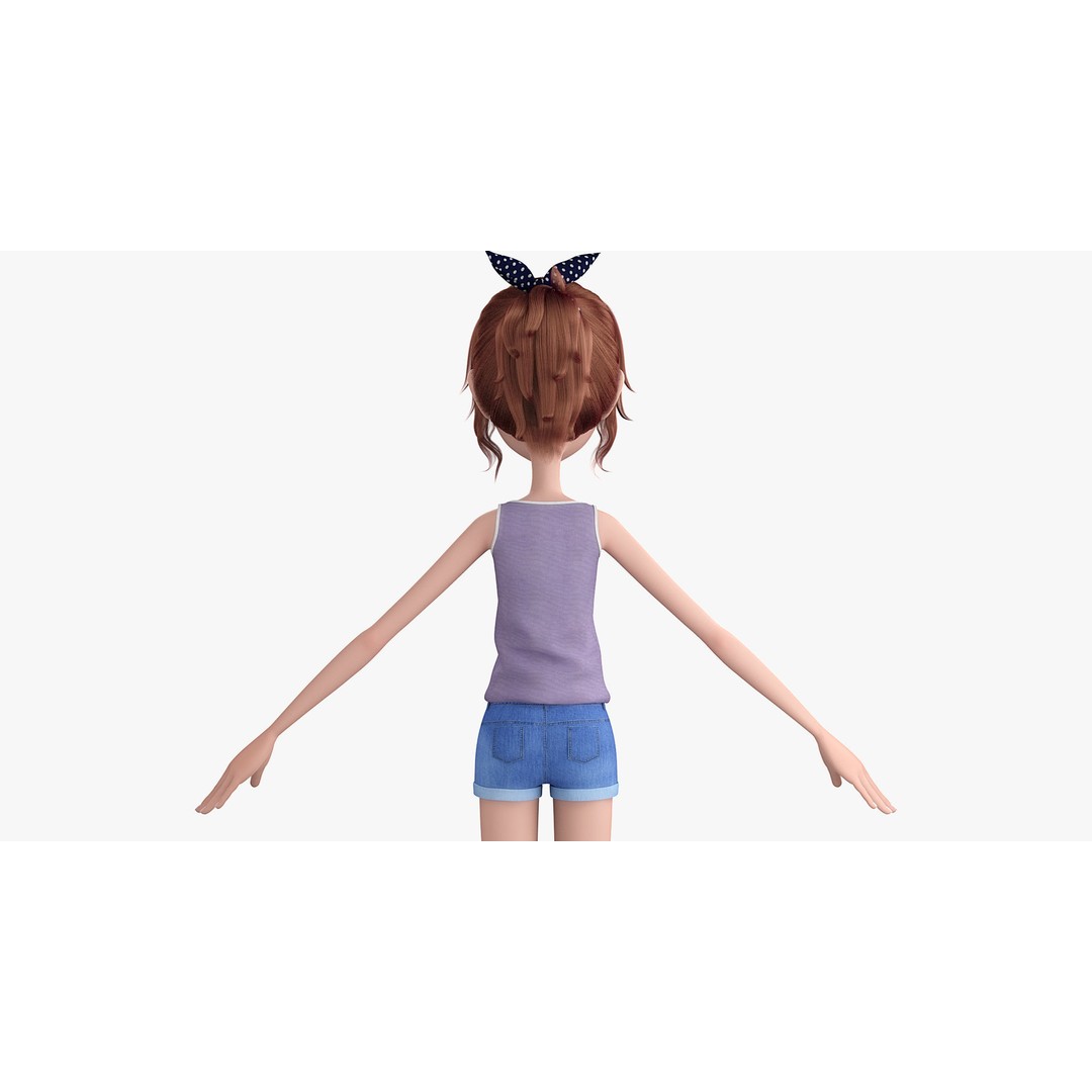 Cartoon Skate Girl 3D Model – Rigged Character for Animation, FBX - View 10