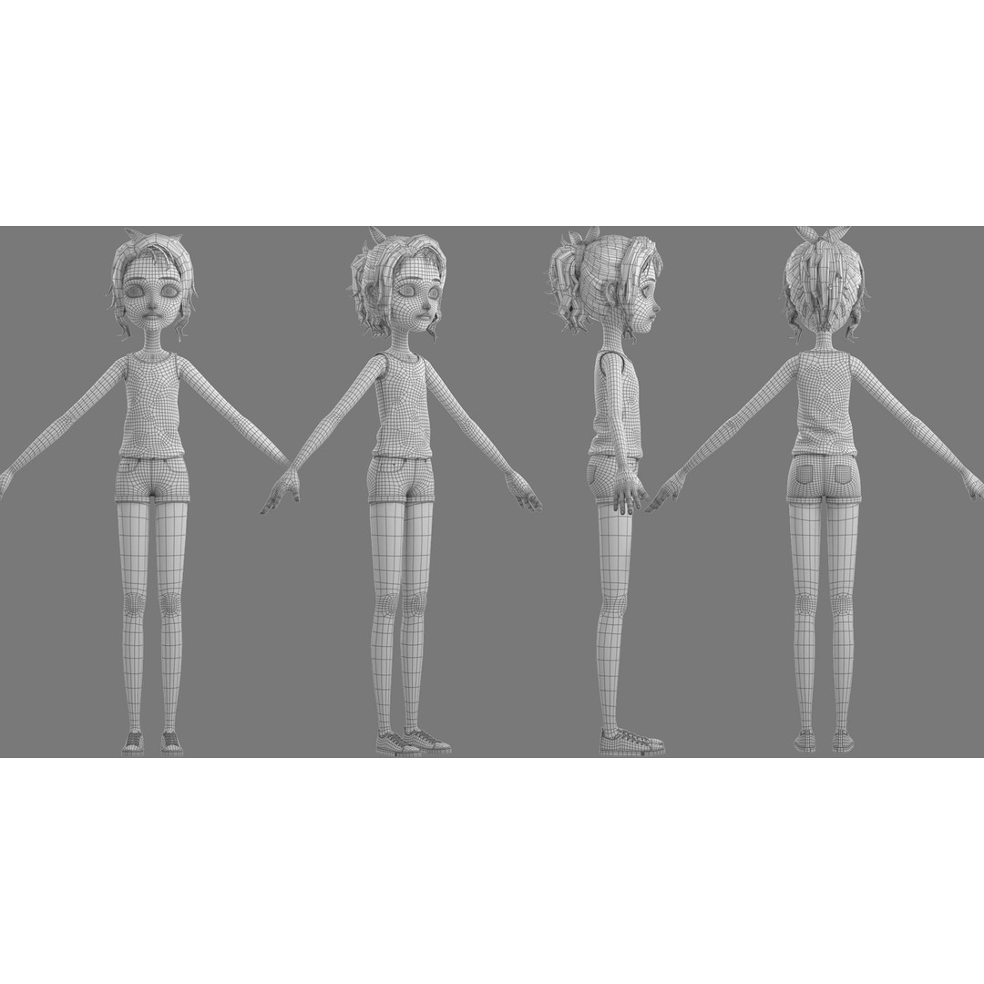 Cartoon Skate Girl 3D Model – Rigged Character for Animation, FBX - View 27