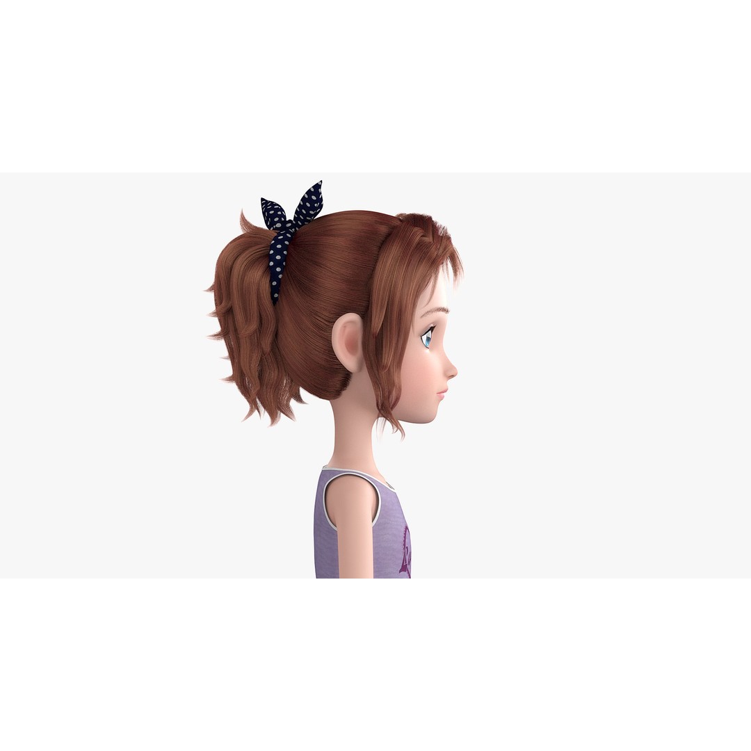 Cartoon Skate Girl 3D Model – Rigged Character for Animation, FBX - View 5