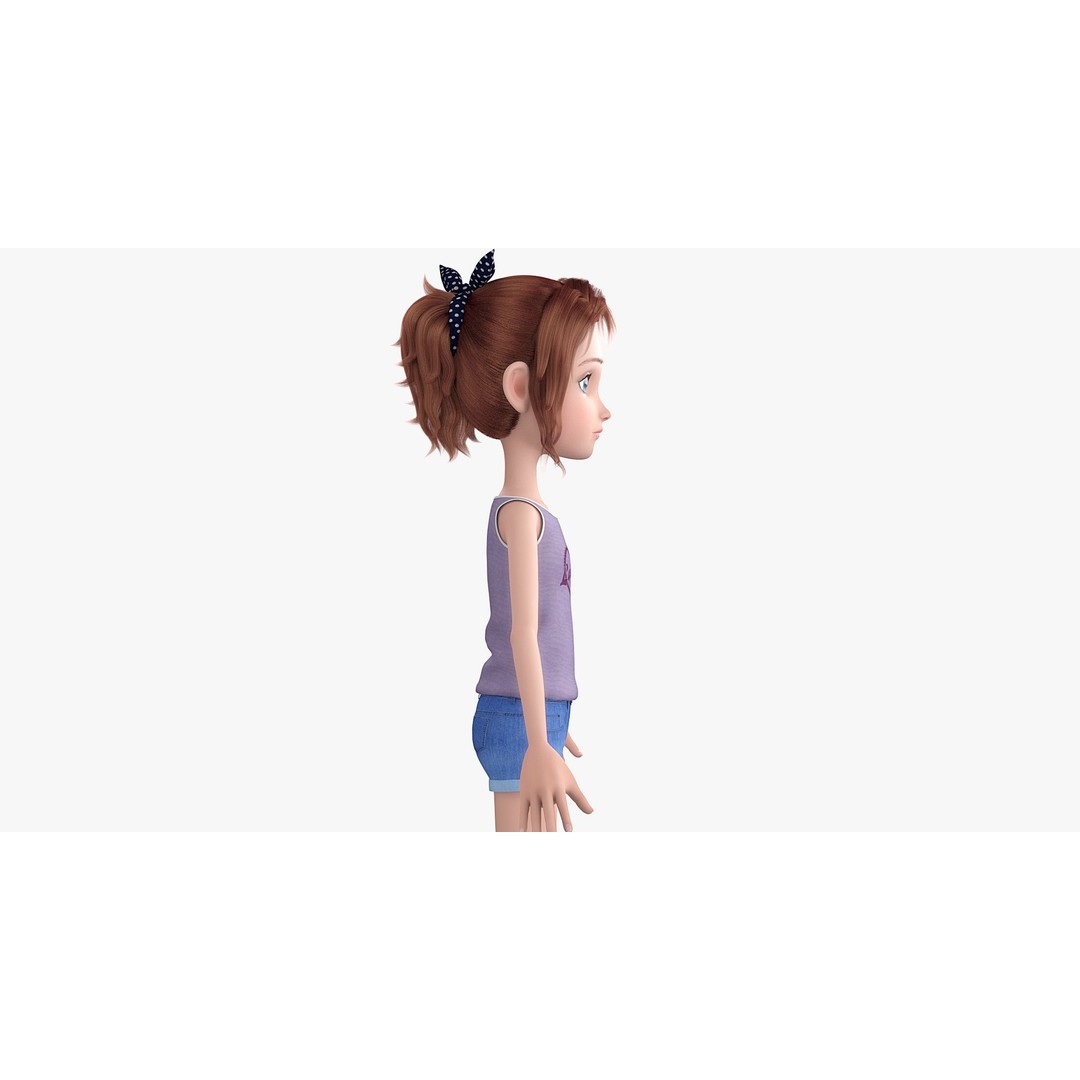 Cartoon Skate Girl 3D Model – Rigged Character for Animation, FBX - View 9
