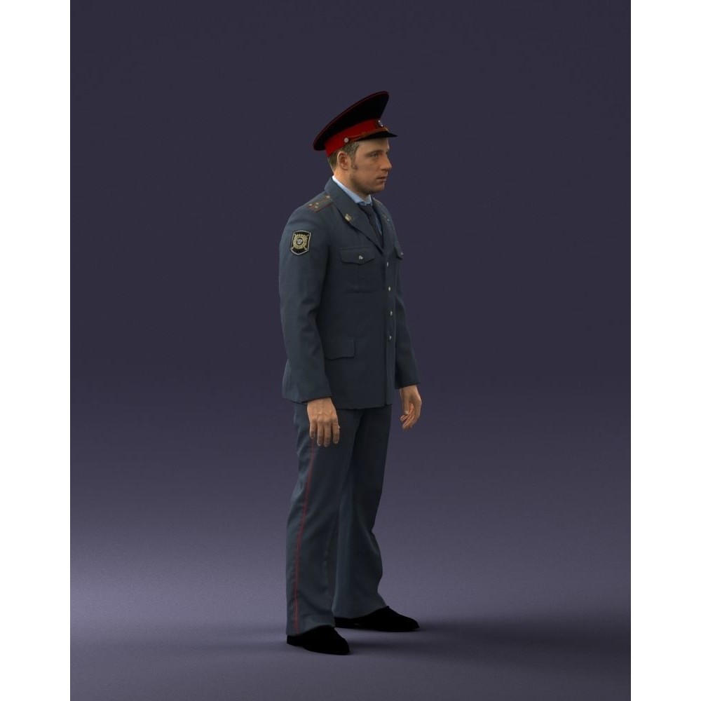 Man in Police Uniform 3D Model – Realistic Character with PBR Textures - View 11