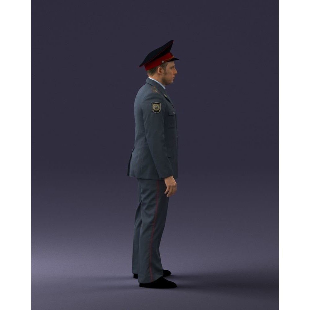 Man in Police Uniform 3D Model – Realistic Character with PBR Textures - View 14
