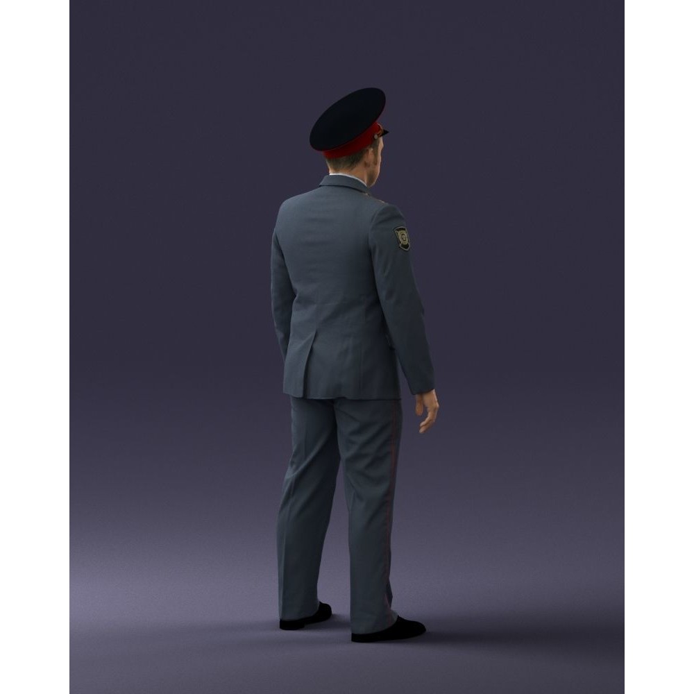 Man in Police Uniform 3D Model – Realistic Character with PBR Textures - View 17