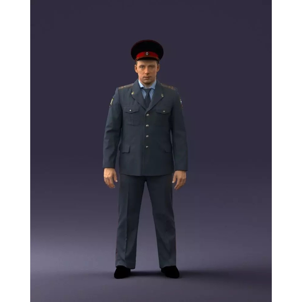 Man in Police Uniform 3D Model – Realistic Character with PBR Textures - View 2