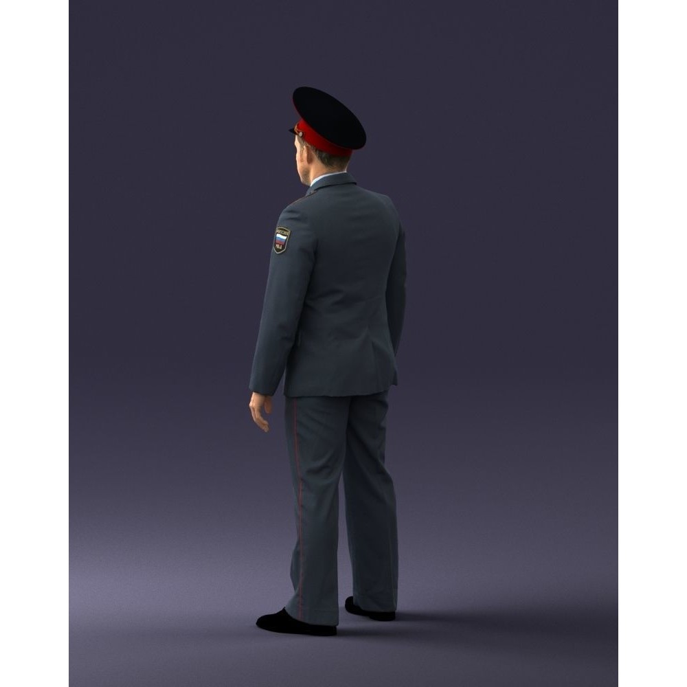 Man in Police Uniform 3D Model – Realistic Character with PBR Textures - View 23