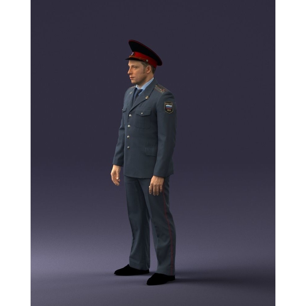 Man in Police Uniform 3D Model – Realistic Character with PBR Textures - View 29