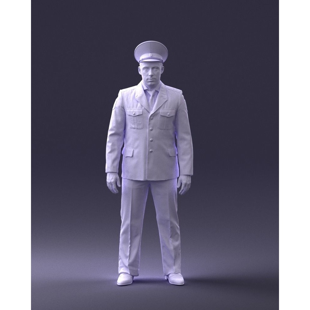 Man in Police Uniform 3D Model – Realistic Character with PBR Textures - View 3