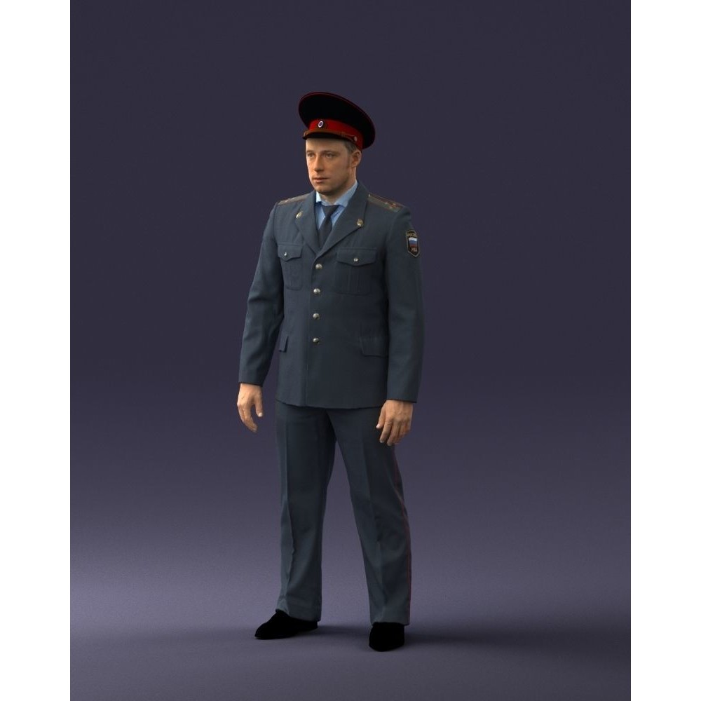 Man in Police Uniform 3D Model – Realistic Character with PBR Textures - View 32