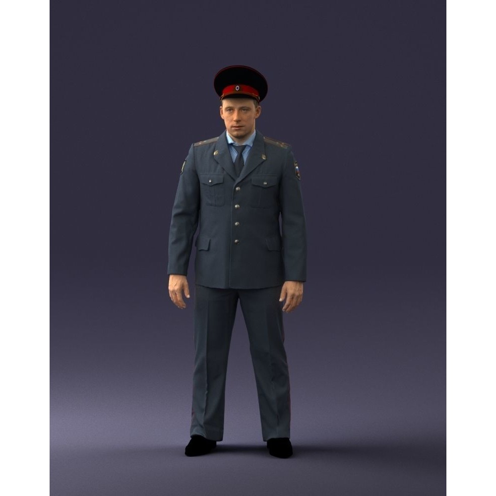 Man in Police Uniform 3D Model – Realistic Character with PBR Textures - View 35