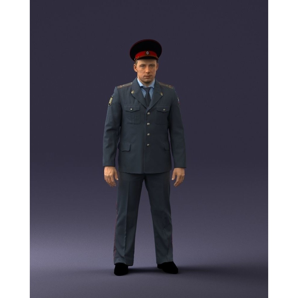 Man in Police Uniform 3D Model – Realistic Character with PBR Textures - View 5