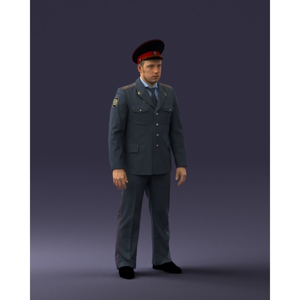 Man in Police Uniform 3D Model – Realistic Character with PBR Textures - View 8